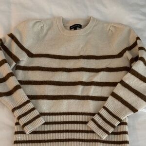 Banana Republic Cream and Brown Striped Sweater